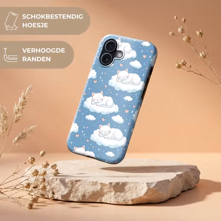 Kitten - Wolken - Blauw Toughcase MagSafe Apple iPhone 17 klein 1017 -USP_RandenV_NL