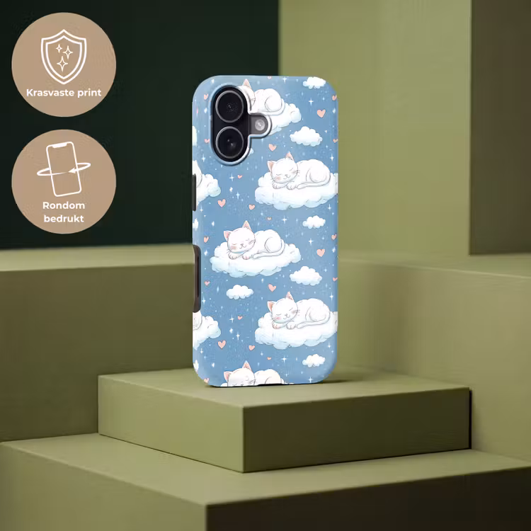 Kitten - Wolken - Blauw Toughcase MagSafe Apple iPhone 17 klein 1017 -USP_PrintM_NL
