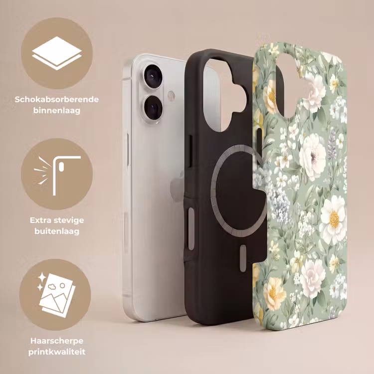 Klassiek - Bloemenpatroon - Kleurrijk Toughcase MagSafe Apple iPhone 17 klein 1017 -USP_Lagen_NL