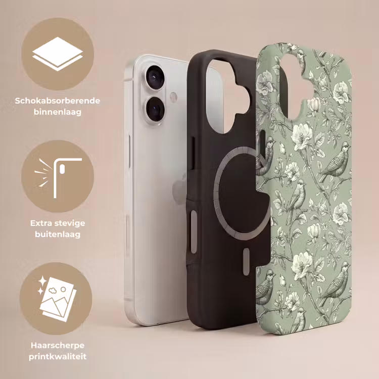 Klassiek - Botanisch - Groen Toughcase MagSafe Apple iPhone 17 klein 1017 -USP_Lagen_NL