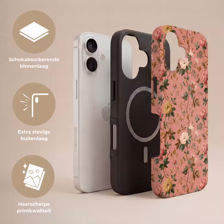 Klassiek - Botanisch - Roze Toughcase MagSafe Apple iPhone 17 klein 1017 -USP_Lagen_NL
