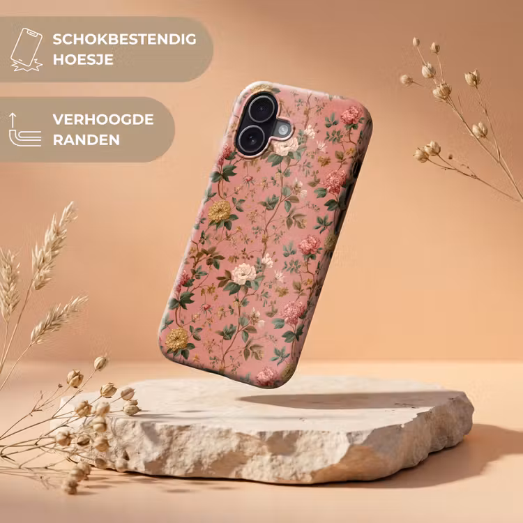 Klassiek - Botanisch - Roze Toughcase MagSafe Apple iPhone 17 klein 1017 -USP_RandenV_NL
