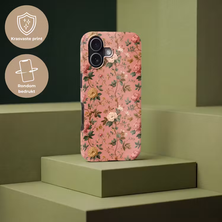 Klassiek - Botanisch - Roze Toughcase MagSafe Apple iPhone 17 klein 1017 -USP_PrintM_NL