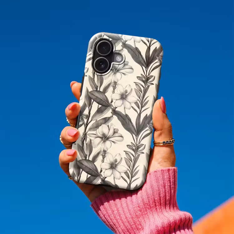 Klassiek - Botanisch - Zwart - Beige Toughcase MagSafe Apple iPhone 17 klein 1017 -Sfeer1V