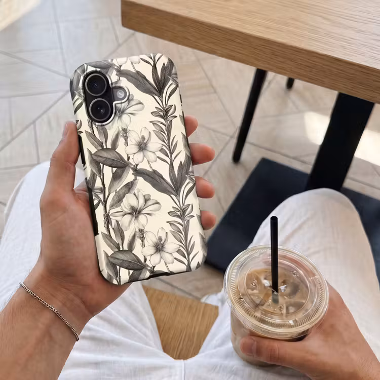 Klassiek - Botanisch - Zwart - Beige Toughcase MagSafe Apple iPhone 17 klein 1017 -Sfeer1M