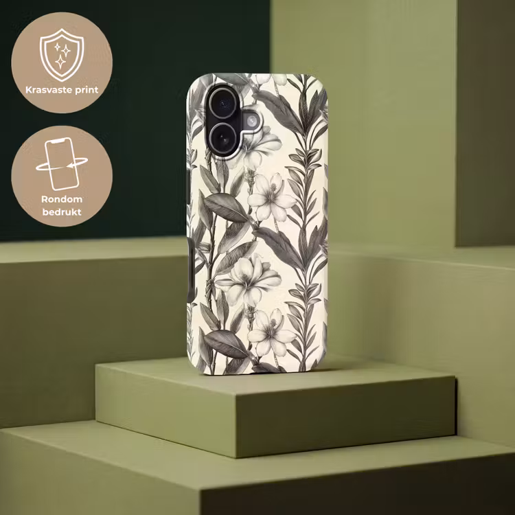 Klassiek - Botanisch - Zwart - Beige Toughcase MagSafe Apple iPhone 17 klein 1017 -USP_PrintM_NL