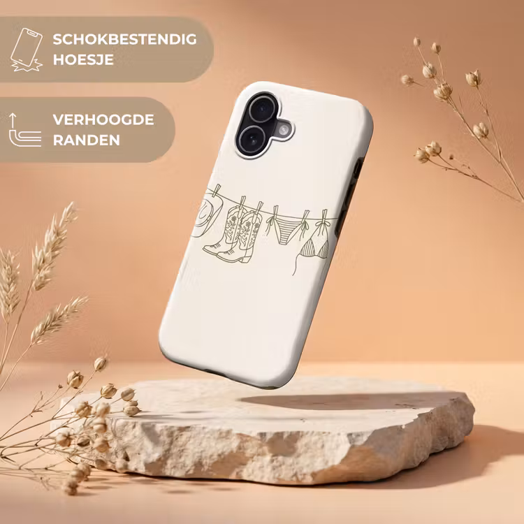 Kleding - Waslijn - Zomer - Lijntekening - Groen Toughcase MagSafe Apple iPhone 17 klein -USP_RandenV_NL