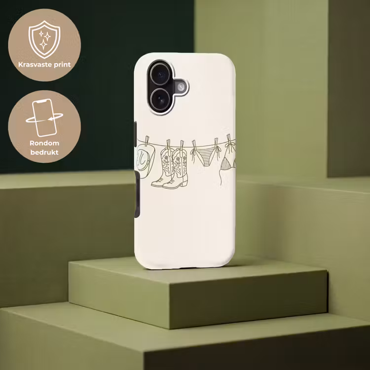 Kleding - Waslijn - Zomer - Lijntekening - Groen Toughcase MagSafe Apple iPhone 17 klein -USP_PrintM_NL