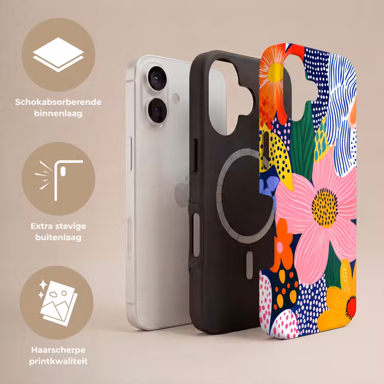 Kleurrijk - Bloemen - Abstract - Stippen Toughcase MagSafe Apple iPhone 17 klein -USP_Lagen_NL