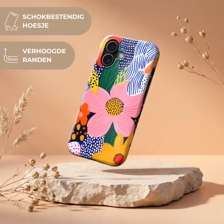 Kleurrijk - Bloemen - Abstract - Stippen Toughcase MagSafe Apple iPhone 17 klein -USP_RandenV_NL