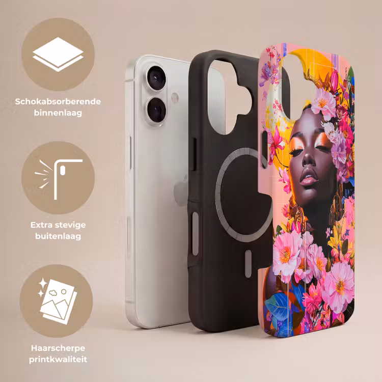Kleurrijk - Bloemen - Vrouw - Zon Toughcase MagSafe Apple iPhone 17 klein -USP_Lagen_NL
