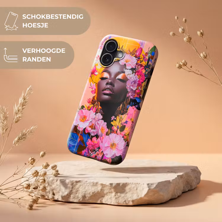 Kleurrijk - Bloemen - Vrouw - Zon Toughcase MagSafe Apple iPhone 17 klein -USP_RandenV_NL