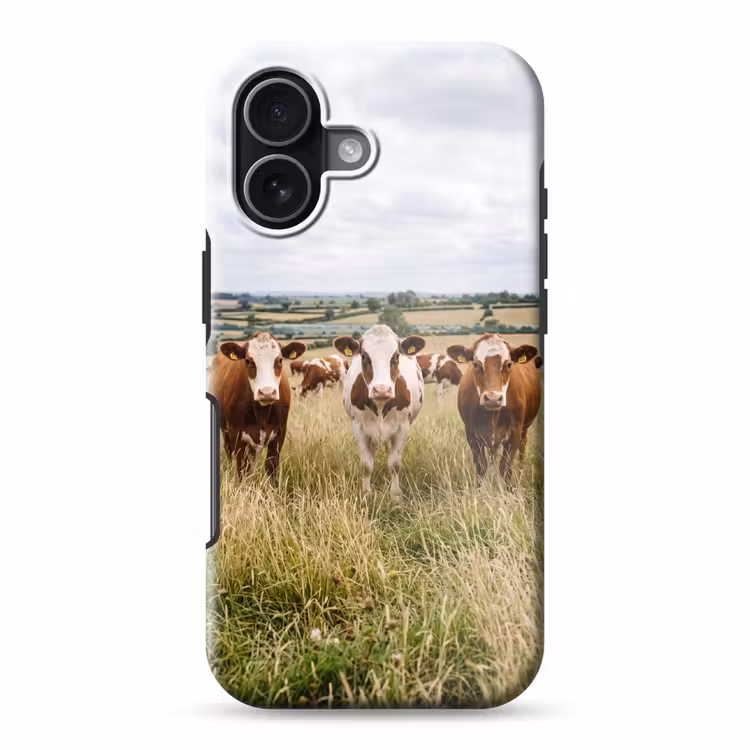 Koeien - Portret - Weide - Boerderij - Nieuwsgierig Toughcase MagSafe Apple iPhone 17 klein -3d