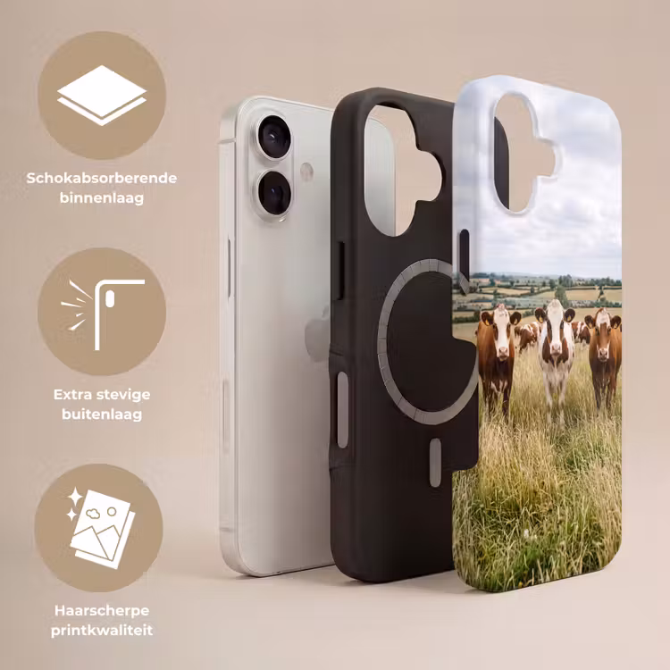 Koeien - Portret - Weide - Boerderij - Nieuwsgierig Toughcase MagSafe Apple iPhone 17 klein -USP_Lagen_NL