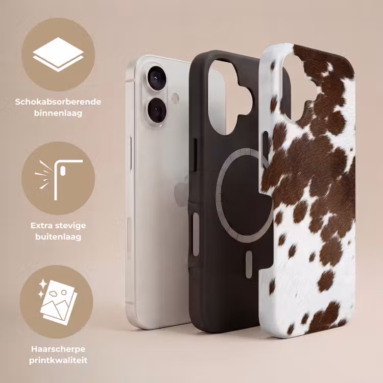 Koeienhuid - Klassiek - Bruin Toughcase MagSafe Apple iPhone 17 klein -USP_Lagen_NL
