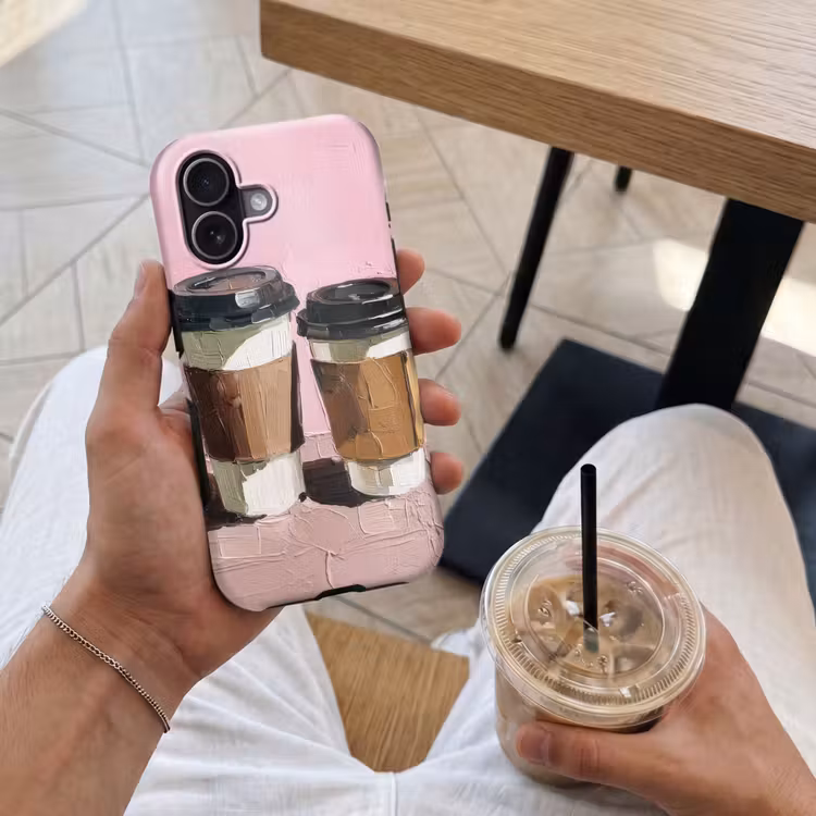 Koffiebekers - Deksel - Verf - Textuur Toughcase MagSafe Apple iPhone 17 klein -Sfeer1M