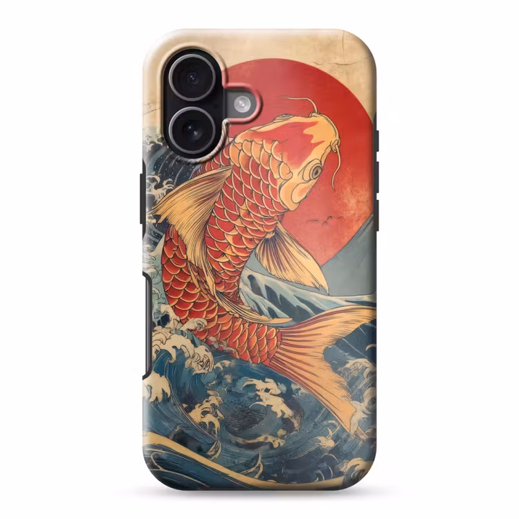 Koi - Zee - Golven - Zon Toughcase MagSafe Apple iPhone 17 klein -3d