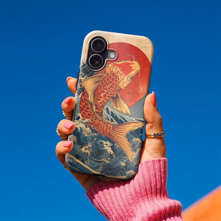 Koi - Zee - Golven - Zon Toughcase MagSafe Apple iPhone 17 klein -Sfeer1V