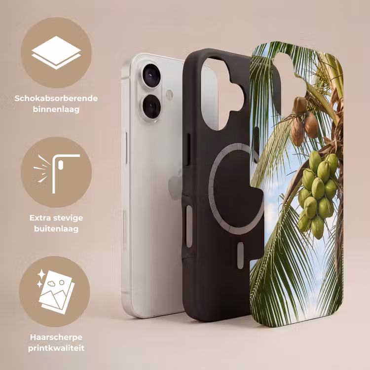 Kokosnoot - Boom - Tropisch - Natuur - Groen Toughcase MagSafe Apple iPhone 17 klein -USP_Lagen_NL