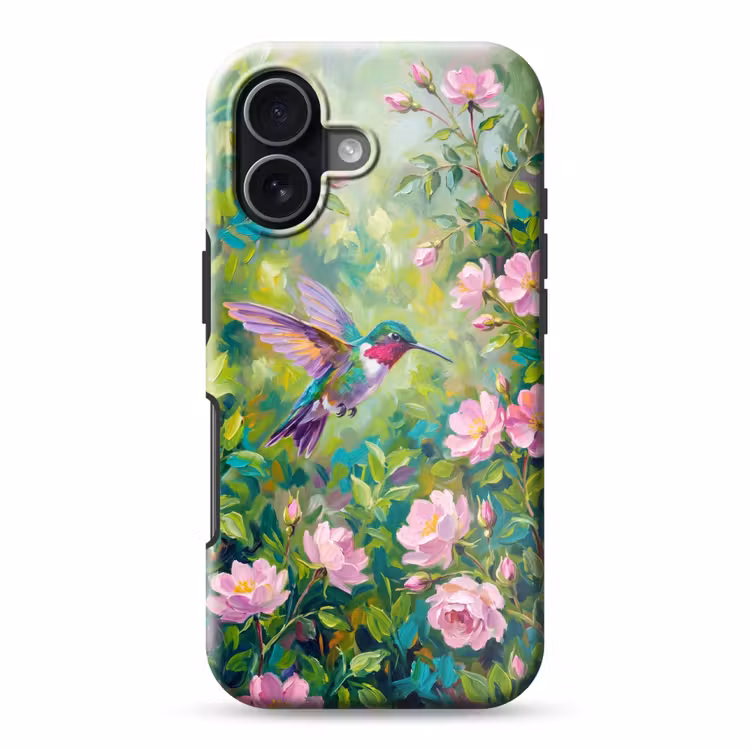 Kolibrie - Bloemen - Natuur - Kleurrijk Toughcase MagSafe Apple iPhone 17 klein -3d