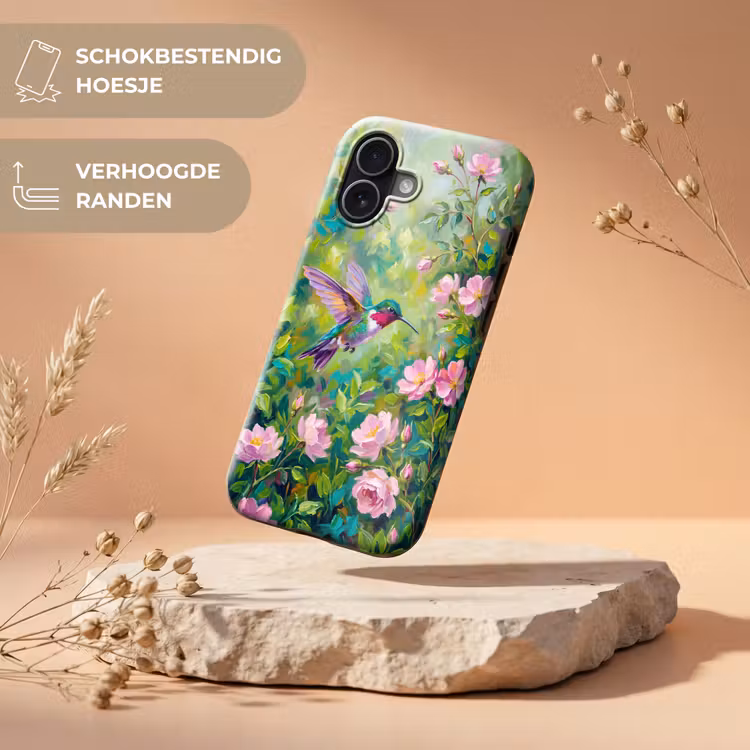 Kolibrie - Bloemen - Natuur - Kleurrijk Toughcase MagSafe Apple iPhone 17 klein -USP_RandenV_NL