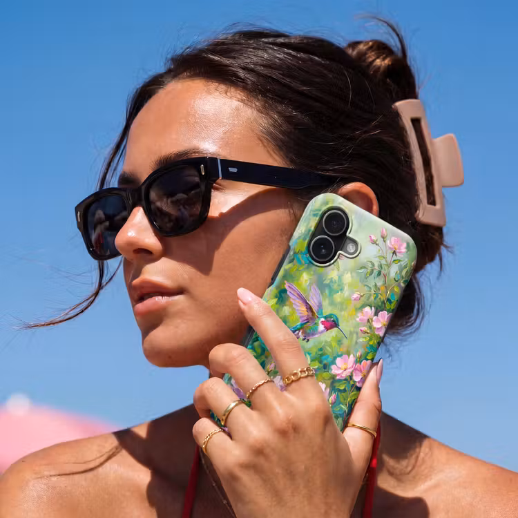 Kolibrie - Bloemen - Natuur - Kleurrijk Toughcase MagSafe Apple iPhone 17 klein -Sfeer2V