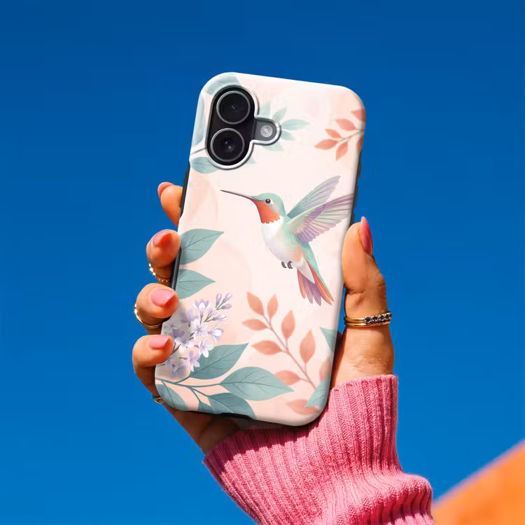 Kolibrie - Vliegen - Natuur - Illustratie - Kleurrijk Toughcase MagSafe Apple iPhone 17 klein -Sfeer1V