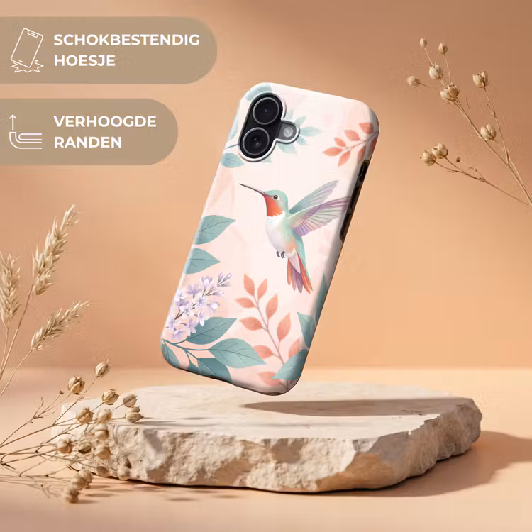 Kolibrie - Vliegen - Natuur - Illustratie - Kleurrijk Toughcase MagSafe Apple iPhone 17 klein -USP_RandenV_NL