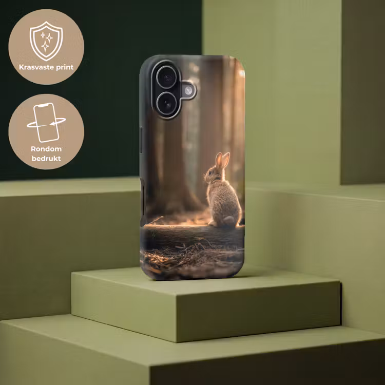 Konijn - Bos - Zonnestralen Toughcase MagSafe Apple iPhone 17 klein -USP_PrintM_NL