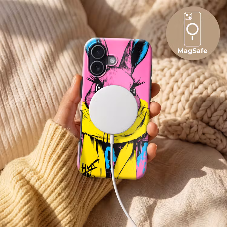 Konijn - Felroze - Sjaal - Abstract Toughcase MagSafe Apple iPhone 17 klein -USP_MagsafeV