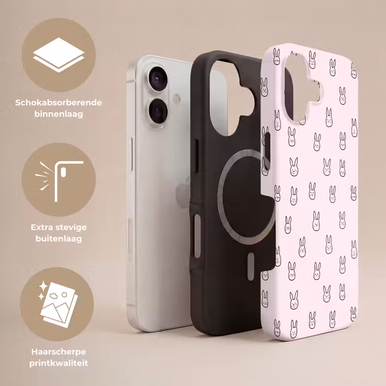 Konijnen - Minimalistisch - Roze Toughcase MagSafe Apple iPhone 17 klein 1017 -USP_Lagen_NL
