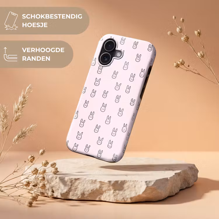 Konijnen - Minimalistisch - Roze Toughcase MagSafe Apple iPhone 17 klein 1017 -USP_RandenV_NL