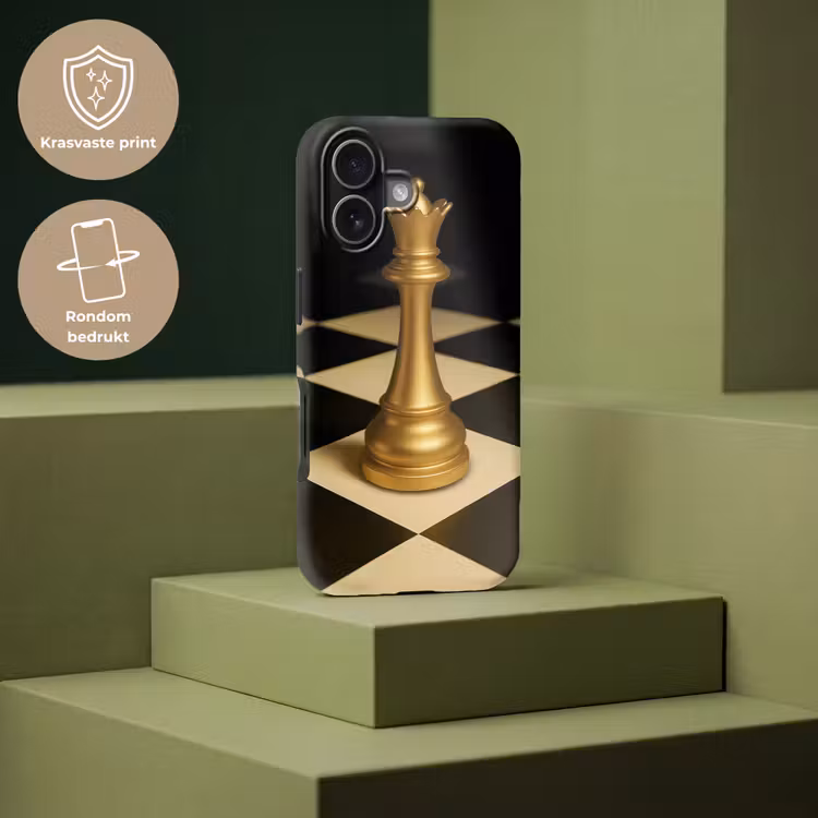 Koningin - Schaakstuk - Geblokt - Goud Toughcase MagSafe Apple iPhone 17 klein -USP_PrintM_NL