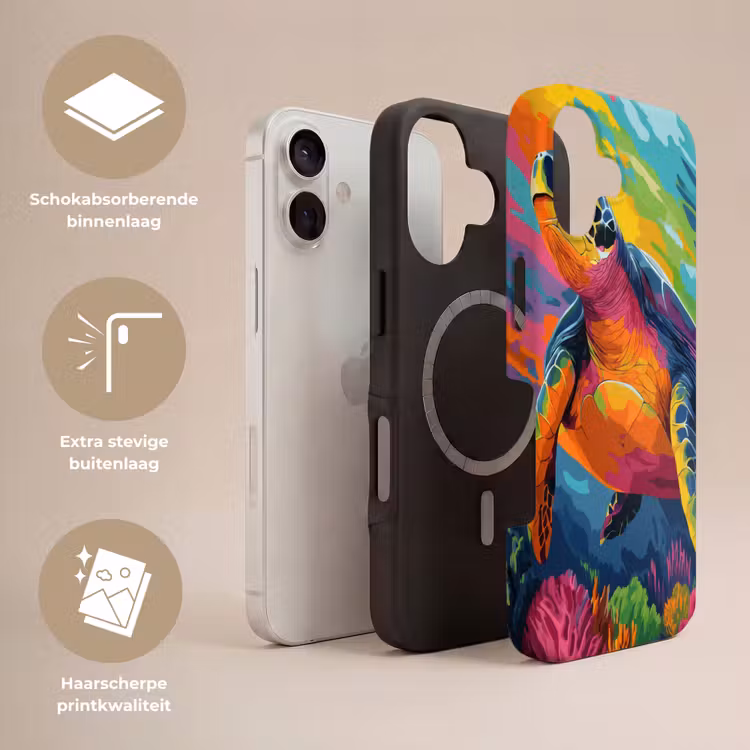 Koraal - Schildpad - Abstract - Water Toughcase MagSafe Apple iPhone 17 klein -USP_Lagen_NL