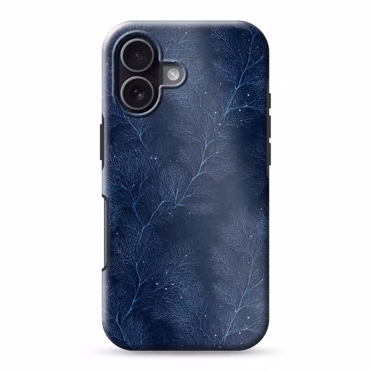 Koraal - Takken - Patroon - Nachtblauw Toughcase MagSafe Apple iPhone 17 klein 1017 -3d