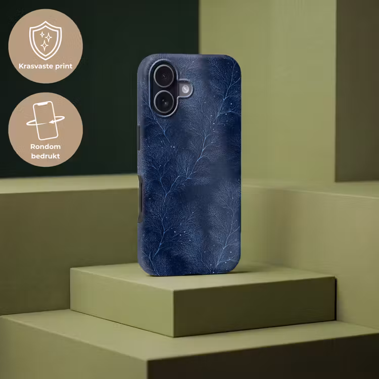Koraal - Takken - Patroon - Nachtblauw Toughcase MagSafe Apple iPhone 17 klein 1017 -USP_PrintM_NL