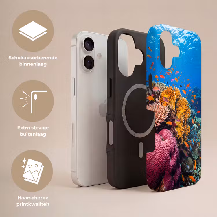 Koraal - Vissen - Oceaan - Natuur - Kleurrijk Toughcase MagSafe Apple iPhone 17 klein -USP_Lagen_NL