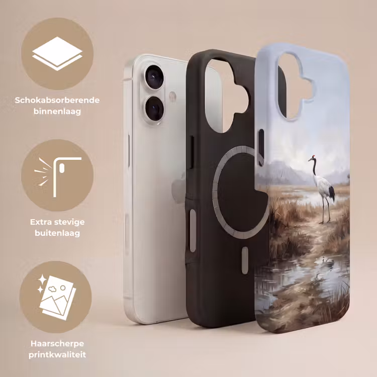 Kraanvogel - Natuur - Realistisch Toughcase MagSafe Apple iPhone 17 klein -USP_Lagen_NL