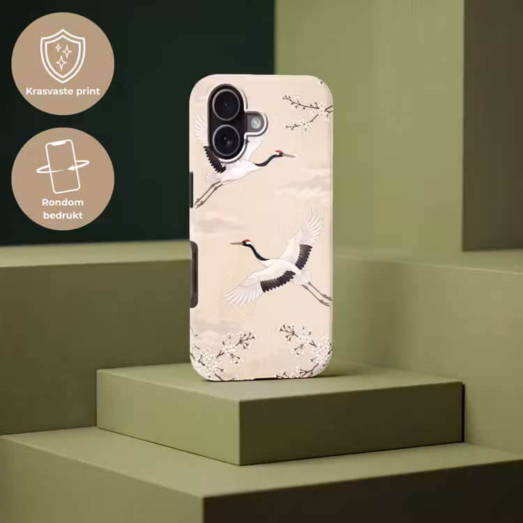 Kraanvogels - Bloesem - Beige Toughcase MagSafe Apple iPhone 17 klein -USP_PrintM_NL