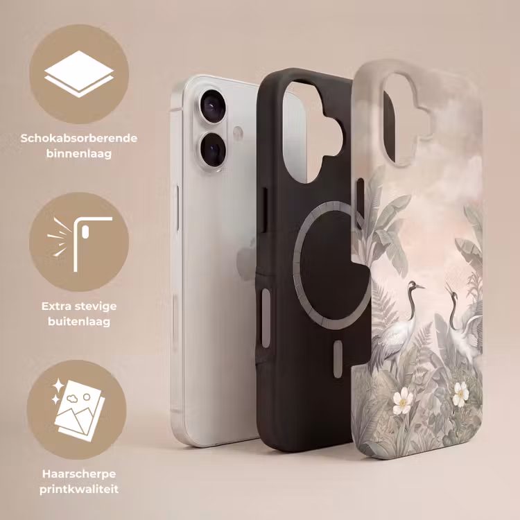 Kraanvogels - Natuur - Roze Toughcase MagSafe Apple iPhone 17 klein -USP_Lagen_NL