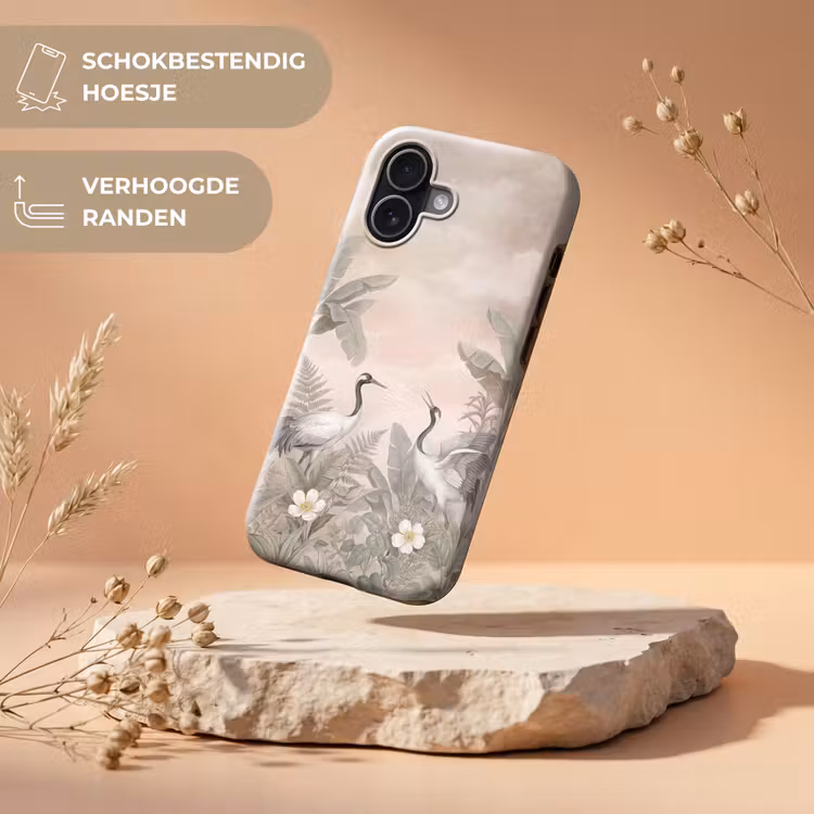 Kraanvogels - Natuur - Roze Toughcase MagSafe Apple iPhone 17 klein -USP_RandenV_NL