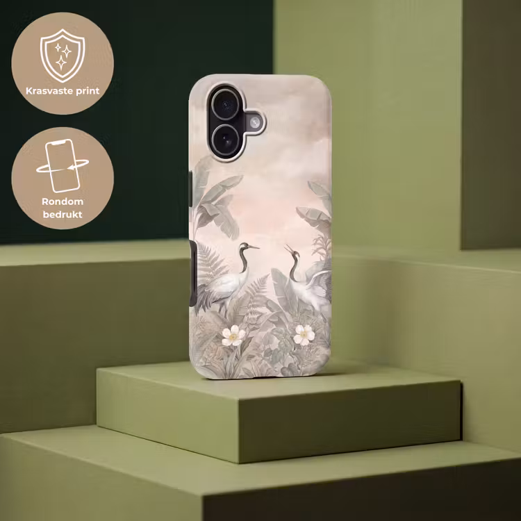 Kraanvogels - Natuur - Roze Toughcase MagSafe Apple iPhone 17 klein -USP_PrintM_NL