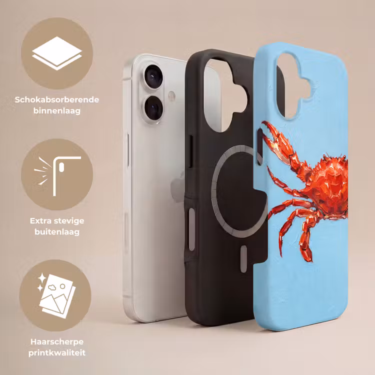 Krab - Zee - Dieren - Abstract - Rood Toughcase MagSafe Apple iPhone 17 klein -USP_Lagen_NL