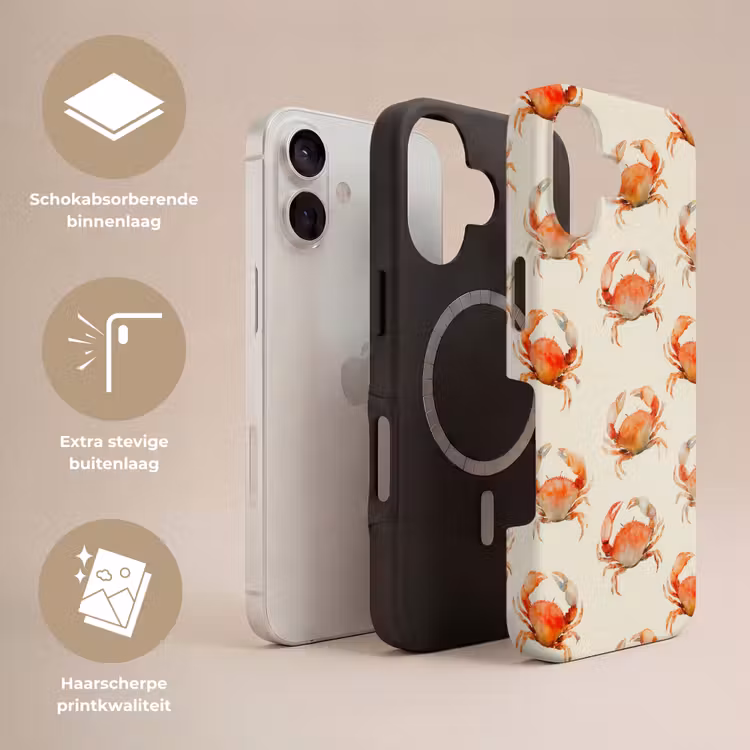 Krabben - Patroon - Oranje Toughcase MagSafe Apple iPhone 17 klein 1017 -USP_Lagen_NL