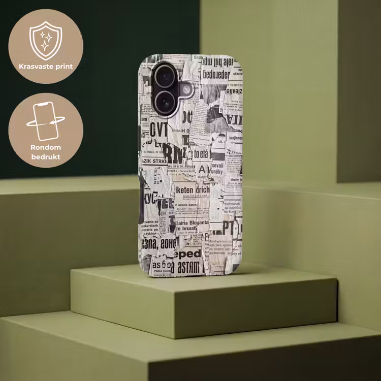 Krant - Gescheurd - Textuur - Abstract - Zwart-wit Toughcase MagSafe Apple iPhone 17 klein -USP_PrintM_NL