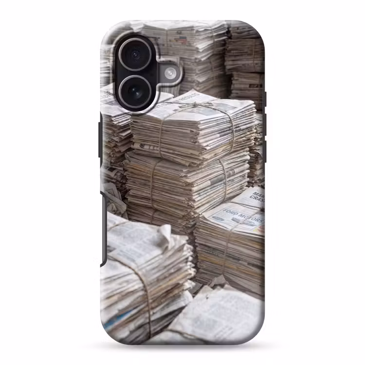 Kranten - Stapels - Touw - Informatie - Vintage Toughcase MagSafe Apple iPhone 17 klein -3d