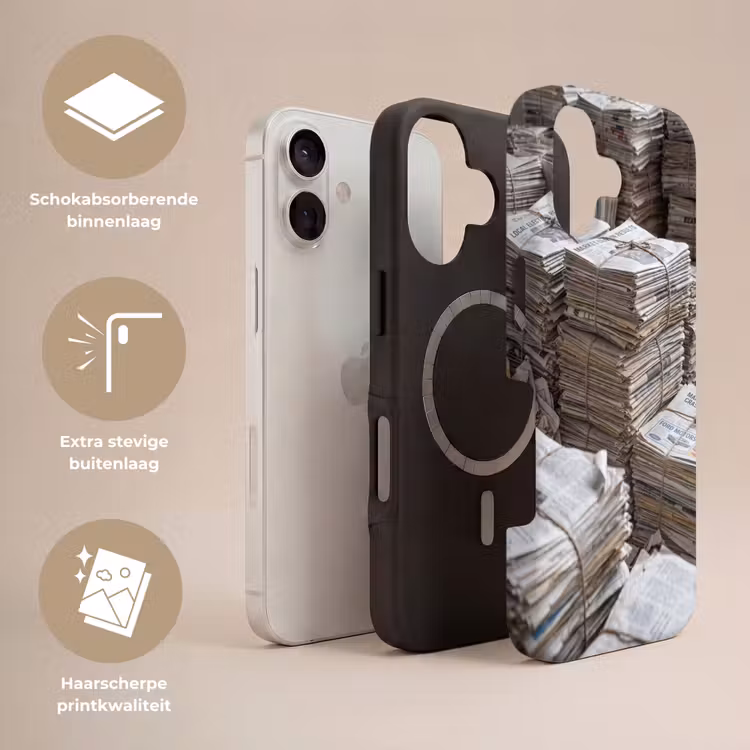 Kranten - Stapels - Touw - Informatie - Vintage Toughcase MagSafe Apple iPhone 17 klein -USP_Lagen_NL