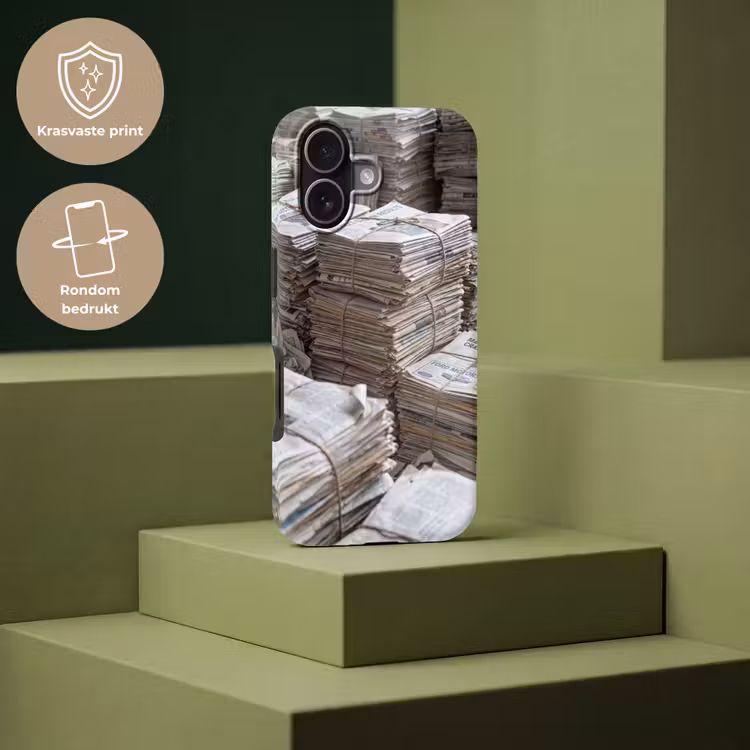 Kranten - Stapels - Touw - Informatie - Vintage Toughcase MagSafe Apple iPhone 17 klein -USP_PrintM_NL