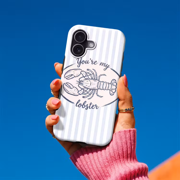 Kreeft - Illustratie - Liefde - Blauw - Decoratie Toughcase MagSafe Apple iPhone 17 klein -Sfeer1V
