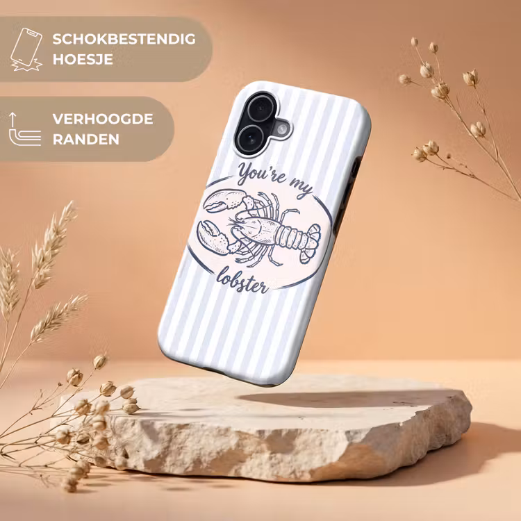 Kreeft - Illustratie - Liefde - Blauw - Decoratie Toughcase MagSafe Apple iPhone 17 klein -USP_RandenV_NL